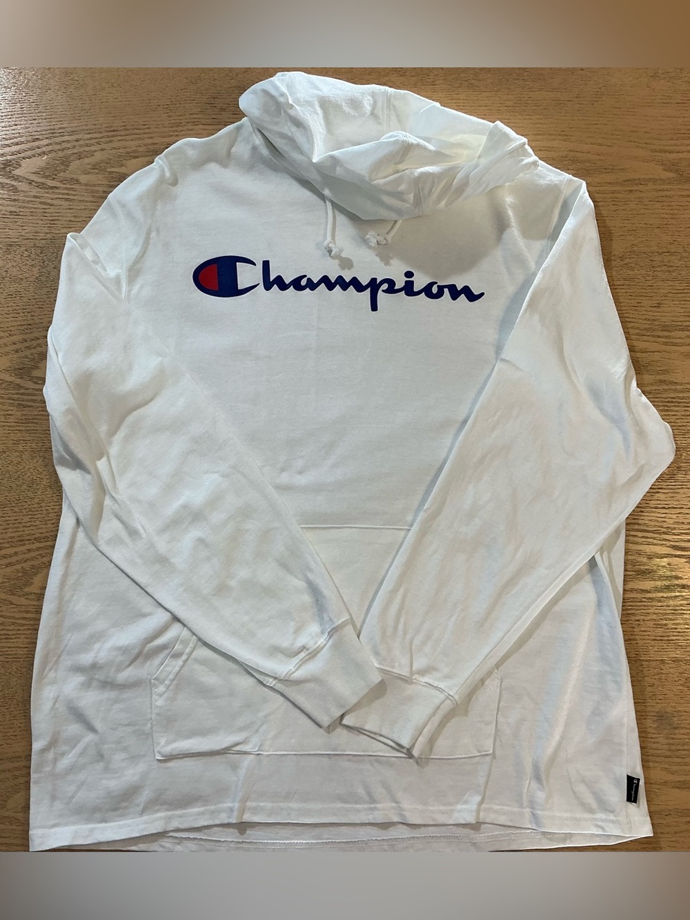Champion Lightweight Cotton Hoodie XL White Classic Script Logo